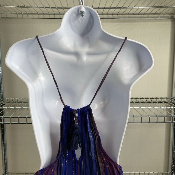 Cleobella Women's Purple Luma Jumpsuit Size 4P Metallic Wide Leg Boho Streetwear - Picture 5 of 14